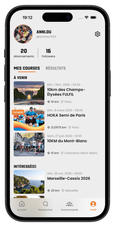Calendrier de courses